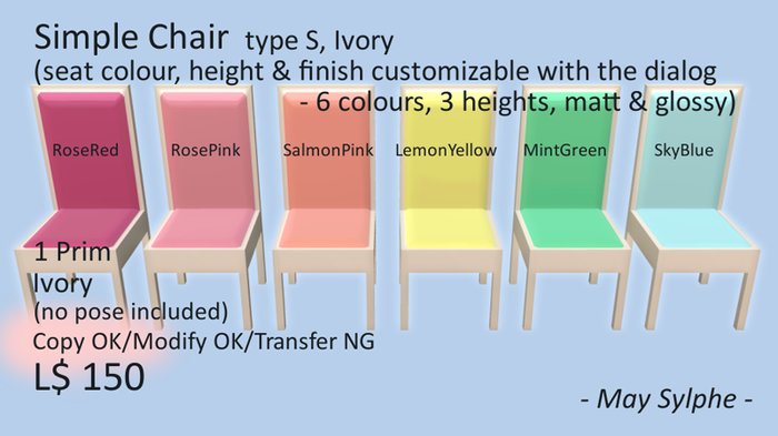 - May Sylphe - Simple Chair S 6Colours/Ivory