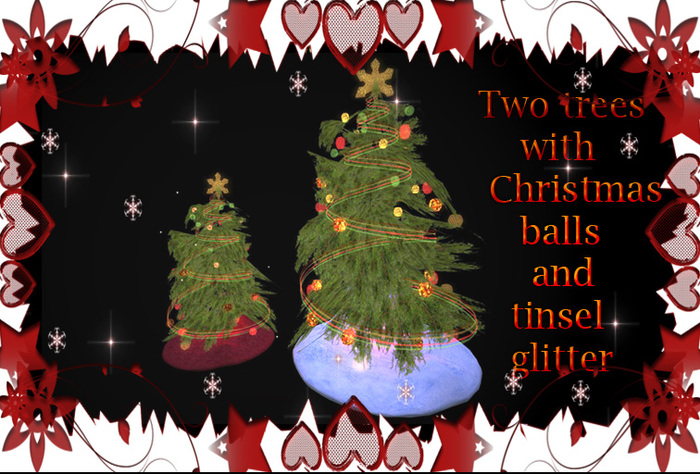 2 Tree Christmas ball & tinsel  box