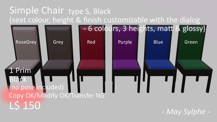 - May Sylphe - Simple Chair S 6Colours/Black