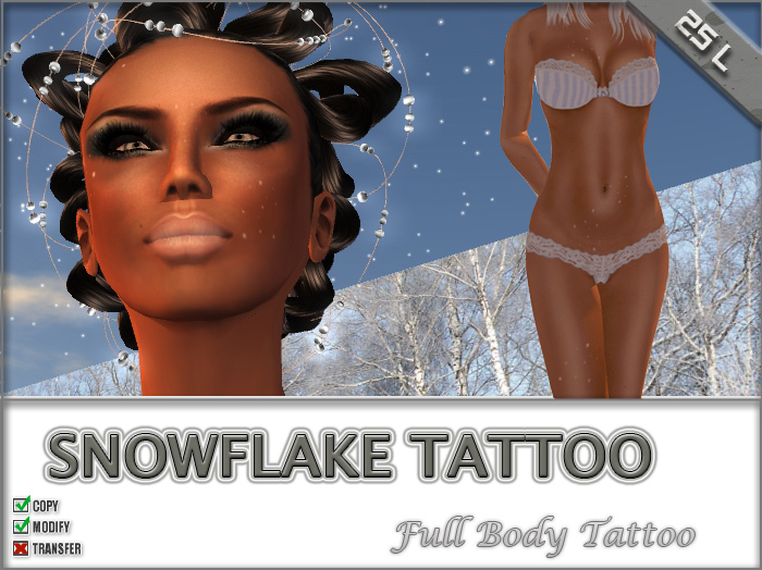 Subtle Winter Snow - Full Body Tattoo - Lipstick optional