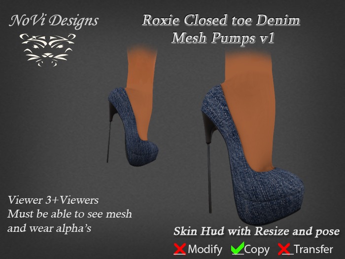 !.:Roxie Closed toe Denim Mesh Pumps v1