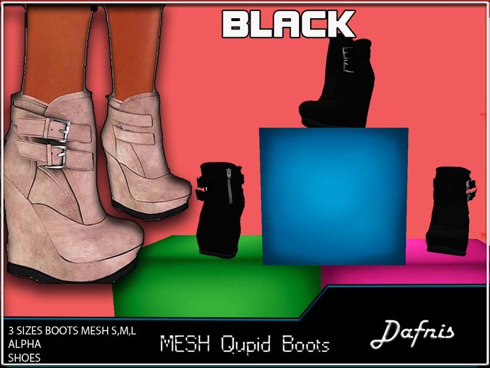 *DAFNIS MESH Qupid Boots BLACK PROMO ONLY MARKET LIMITED TIME