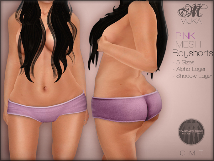 *MUKA* Boyshorts Pink (MESH)