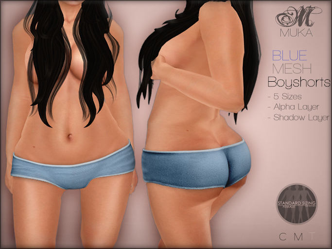 *MUKA* Boyshorts Blue (MESH)