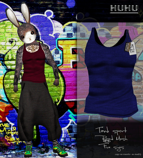 +HUHU+ TANK TOP BLUE
