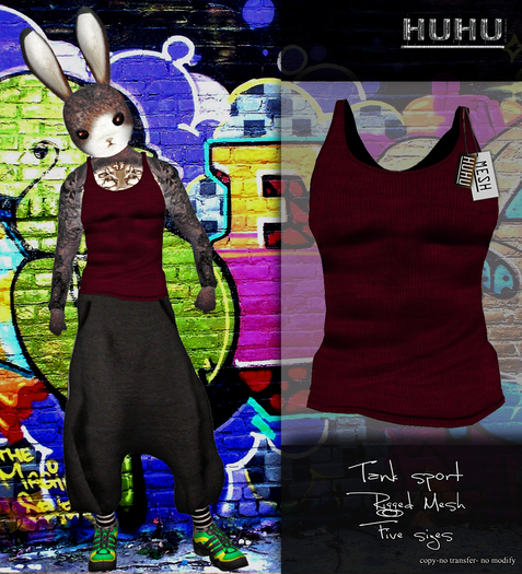 +HUHU+ TANK TOP DARK RED