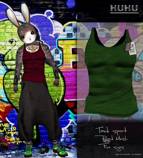 +HUHU+ TANK TOP GREEN