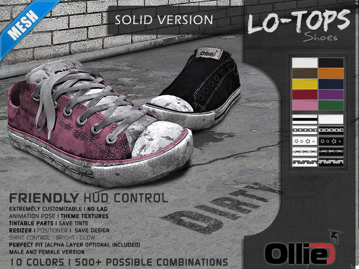 -: Ollie :- Lo Tops Shoes DIRT *Solid Version HUD*
