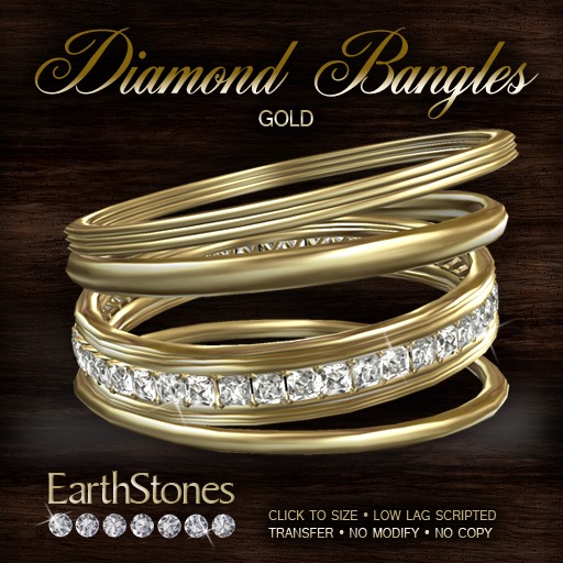 EarthStones Diamond Bangles - Gold (BOX)