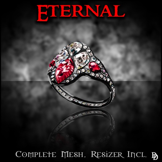 Dare Designs:  Eternal ladies ring - black titanium/ruby