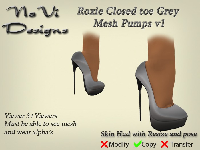 Roxie Grey Closed toe Mesh Pumps v1