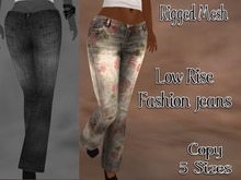 Mesh_Low Rise Jeans Grey Roses