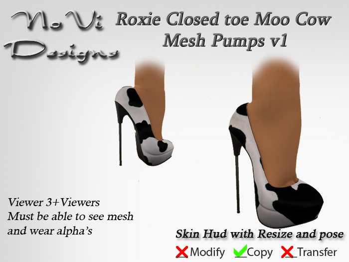 Roxie Moo Cow Closed toe Mesh Pumps