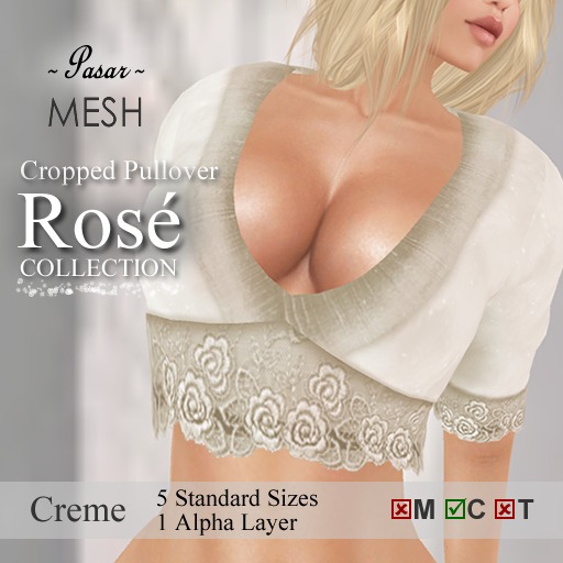 Rose Cropped Pullover Creme