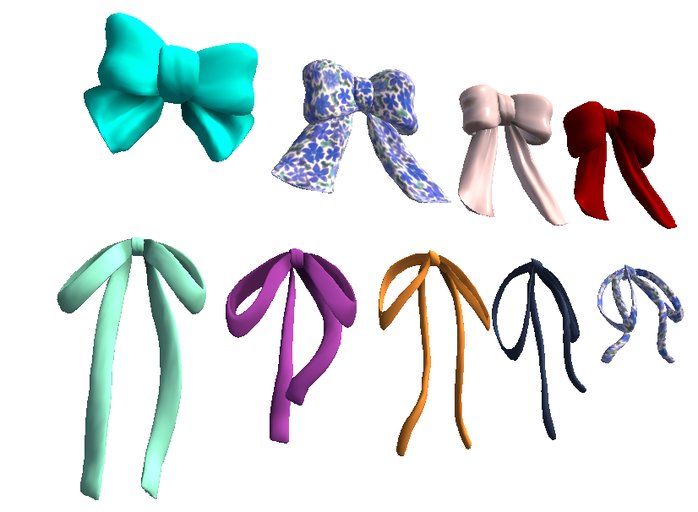Ribbon/Bow Set - Full Perm Sculpted Prim for Builders