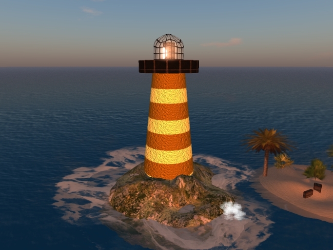 Arkad's 11 Prims Offsim Lighthouse brown stripes