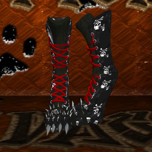 Savage Kitten Skullboots Red & Black