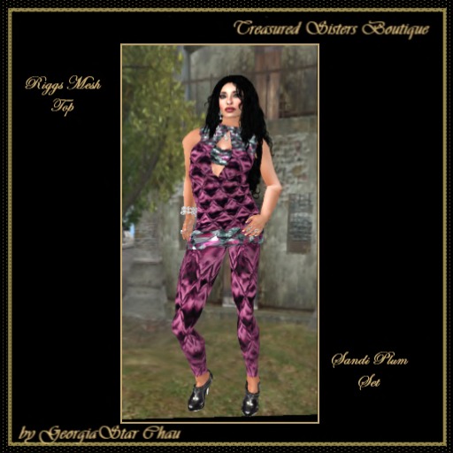 GSC Sandi Plum Mesh Pant Set