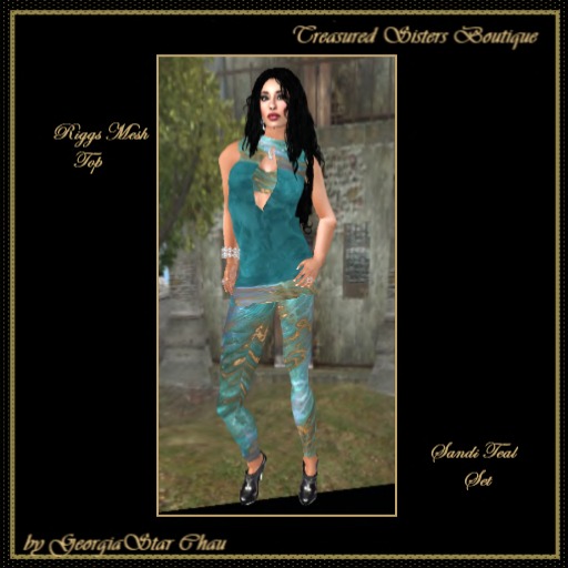 GSC Sandi Teal Riggs Mesh Pant Set