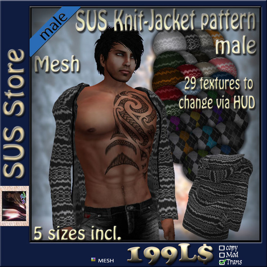 SUS Mesh Knit-Jacket pattern male