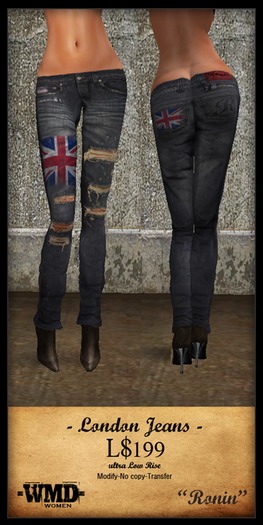 WMD-Sugoi Ronin LONDON Ripped dark Zip ultra low rise 