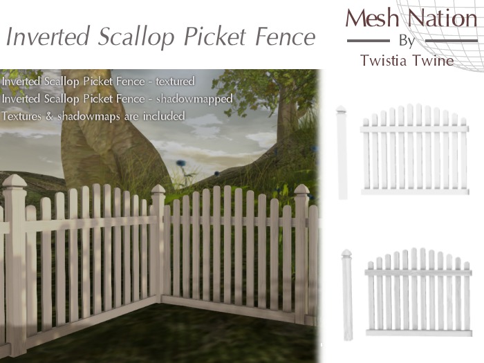 * Mesh Nation * FULL PERMISSIONS Inverted Scallop Picket Fence
