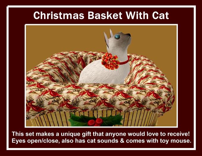 CHRISTMAS BASKET WITH SIAMESE CAT (Special Sale Price Until Christmas)
