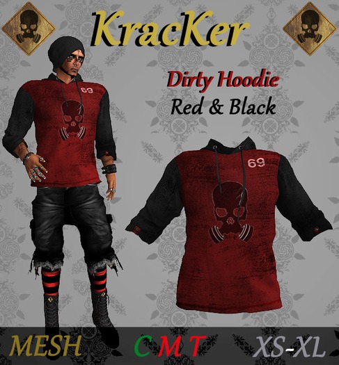 Kracker Dirty Hoodie - Red/Black