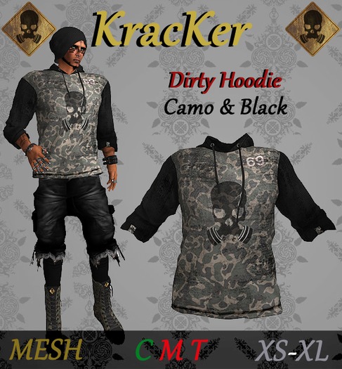 Kracker Dirty Hoodie ~ Camo/Black