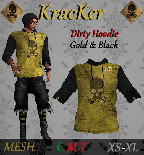 Kracker Dirty Hoodie ~ Gold/Black