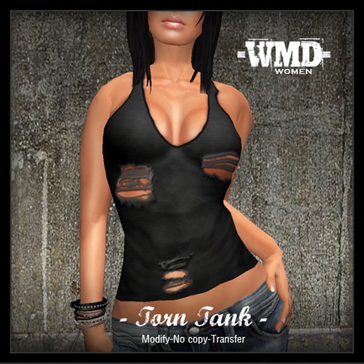 -WMD- torn tank top - black