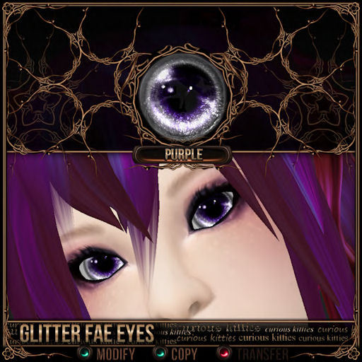 =^.^= Curious Kitties Fantasy Fuzz - Glitter Fae Eyes - Purple
