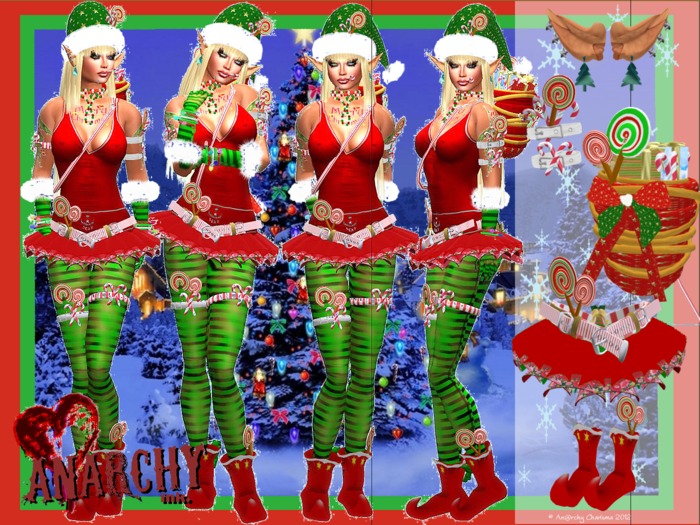 *An@rchy Ink* Candied Christmas Elf Red Complete Outfit