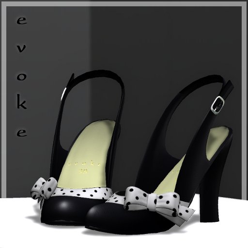 Evoke Ribbon Slingbacks - Black Leather / Polkadot