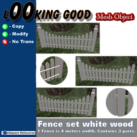 Looking Good Mesh Fence white wood [box]