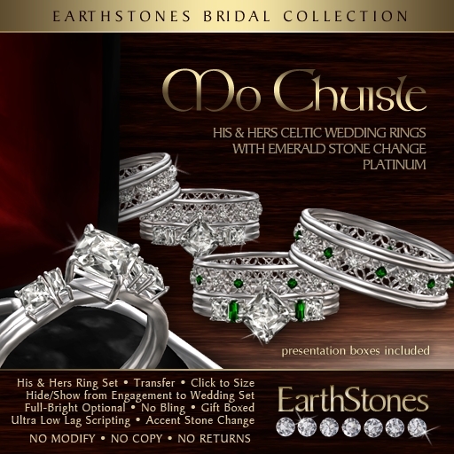 Wedding Rings by EarthStones - Mo Chuisle Celtic - Platinum