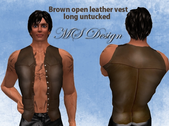 Brown open untucked leather vest