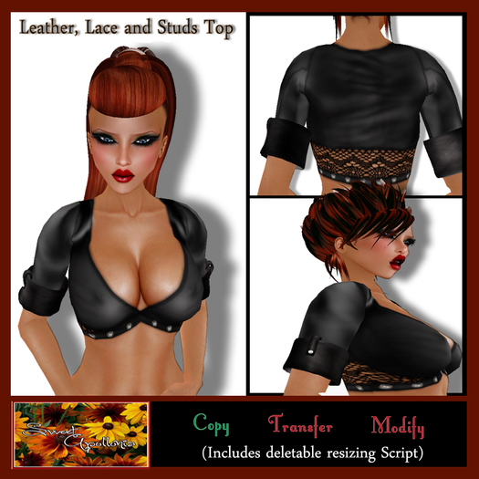 *Sweet Apollonia* Black Leather & Lace Top