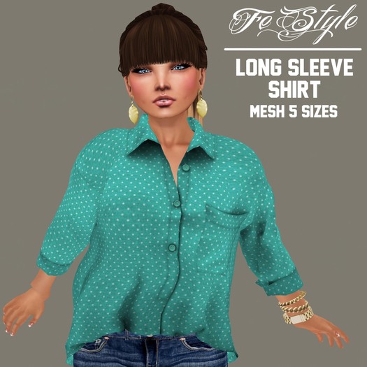 ::Fe Style:: Turquoise - Dots - Long Sleeve Shirt