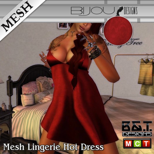 [B&T]™ .. Mesh BiJou Lingerie *red .. [.promo.]