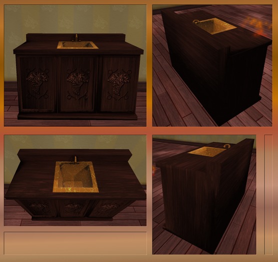 Antique Dark Mahogany Sink Cabinet. Mesh.