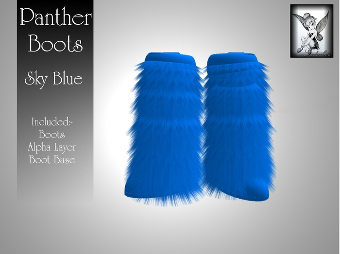 ~TB~ Panther Fur Boots - Sky Blue