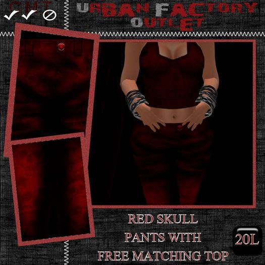 Skull jeans Red with free top 