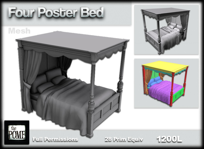 +[POME]+ Four Poster Mesh Bed, Full Perm