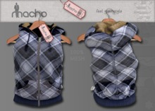 .::Macho::. hooded vest blue plaid