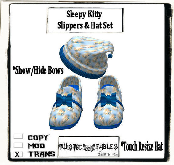 Sleepy Kitty Slippers & Hat Set