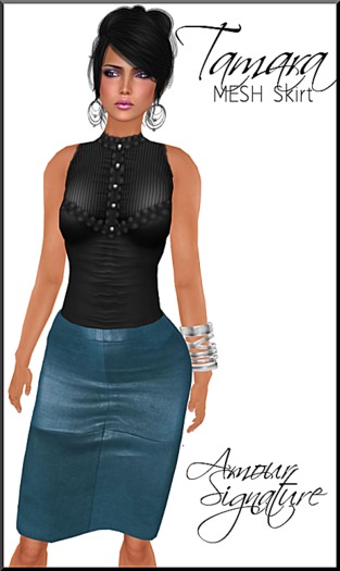 Amour Signature - Tamara MESH Leather Skirt - Blue