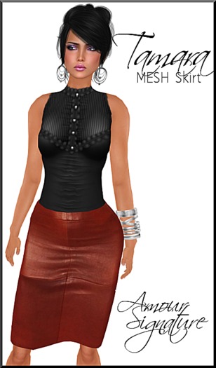 Amour Signature - Tamara MESH Leather Skirt - Burnt Orange