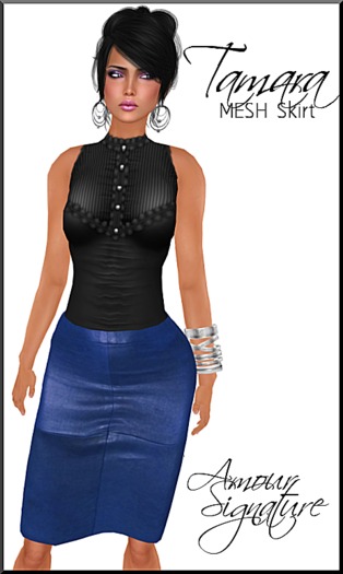 Amour Signature - Tamara MESH Leather Skirt - Royal Blue