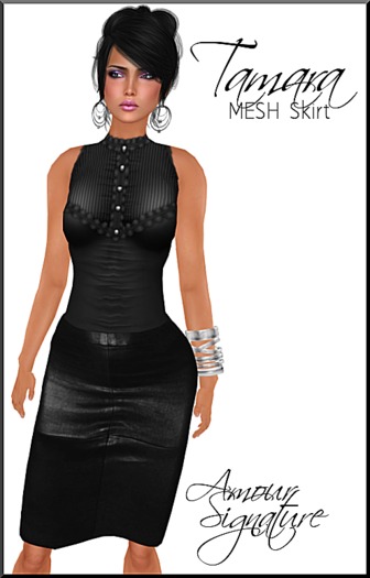 Amour Signature - Tamara MESH Leather Skirt - Black